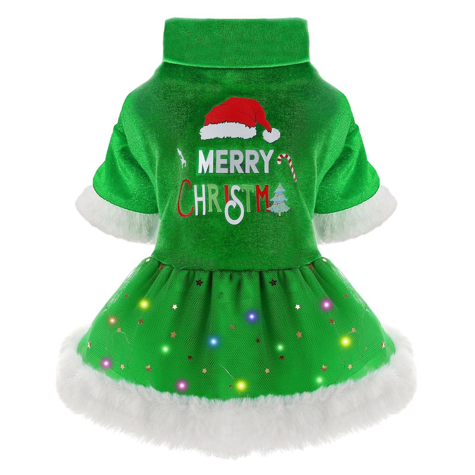 Vestido navideño Yikeyo para perro con luz LED, perfecto para salidas festivas y fotos