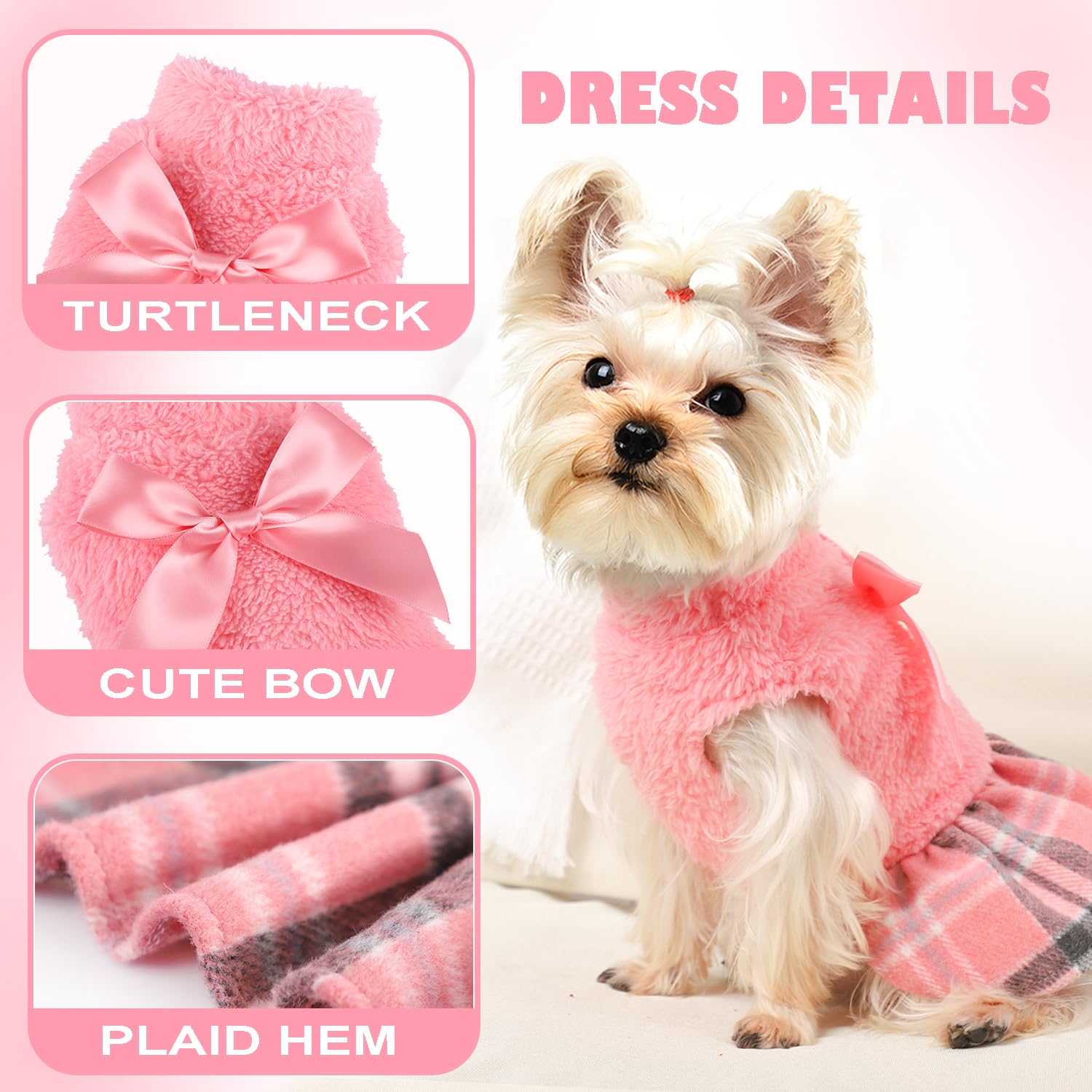 Yikeyo uso diario de vestido para perros rosa XXS, fácil de vestir.