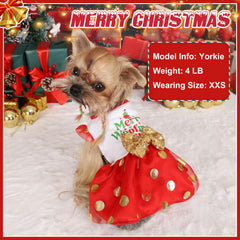 Yikeyo vestido rojo con malla dorada para Navidad, look glamoroso.