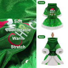 Vestido navideño Yikeyo para perro, en verde y rojo, para lucir en paseos invernales