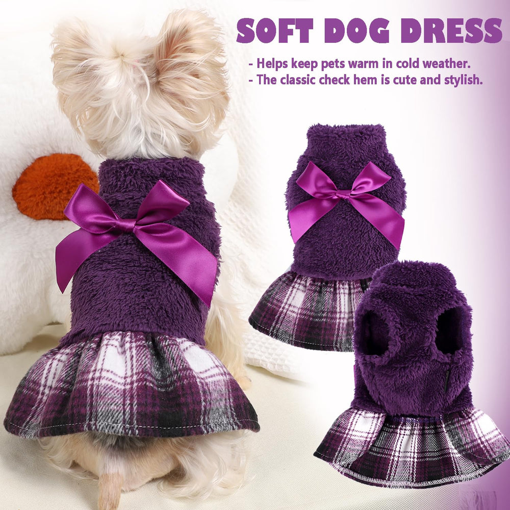 Vestido-sudadera Yikeyo para perros pequeños con dobladillo a cuadros, ideal para sesiones de fotos.