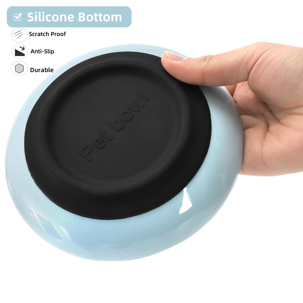 Cuenco de cerámica YIMITEE azul, diseño ancho para bigotes.