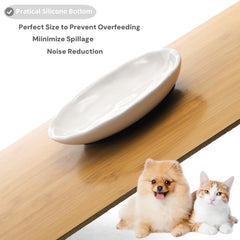 Cuenco blanco YIMITEE para gatos, estilo limpio y práctico.