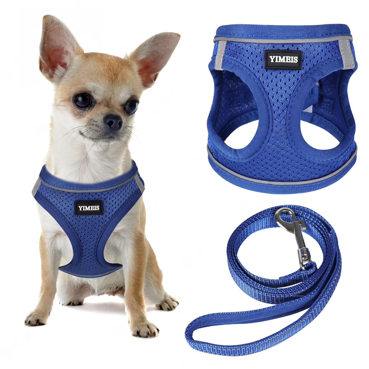 Arnés de perro YIMEIS con malla de aire azul real para paseos cómodos