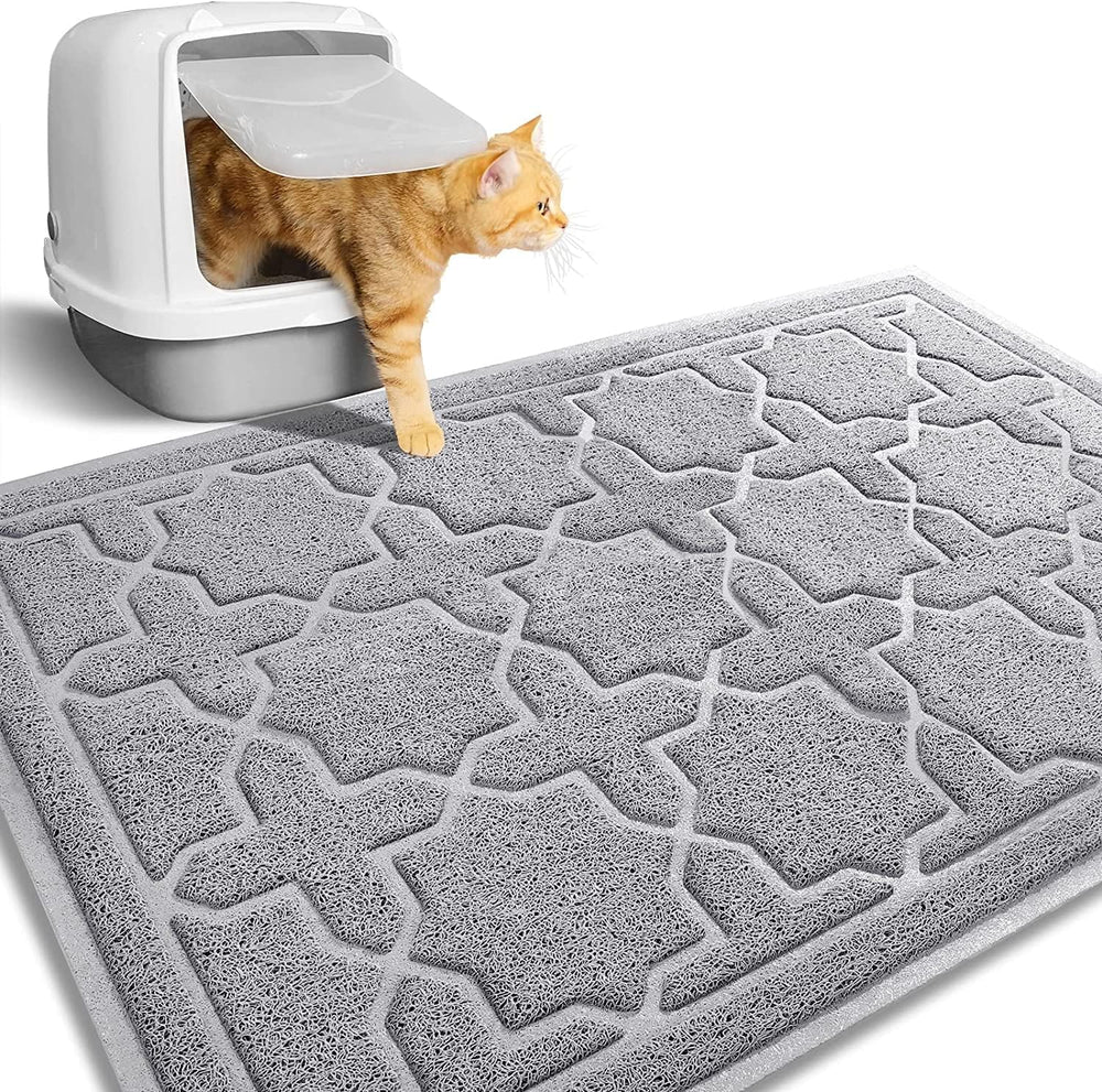 Yimobra alfombrilla para arena de gato, vista superior con ranuras profundas para capturar la arena.