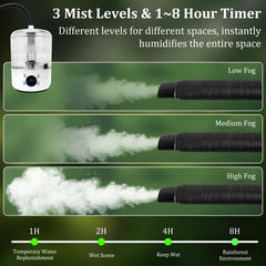 YINDUZ humidificador reptil con tres niveles de niebla para plantas y mascotas