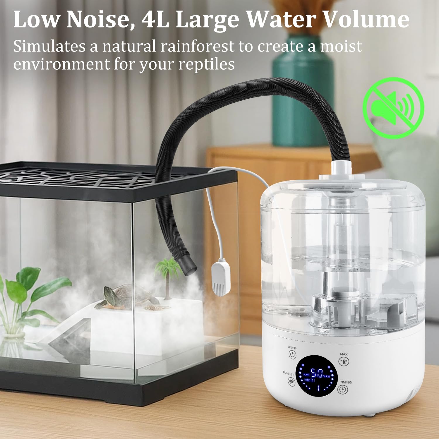 YINDUZ humidificador reptil 4L con tanque superior para rellenado cómodo