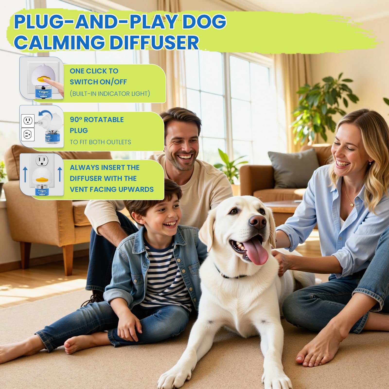 Difusor Yingsu con ingredientes naturales para uso seguro en perros.