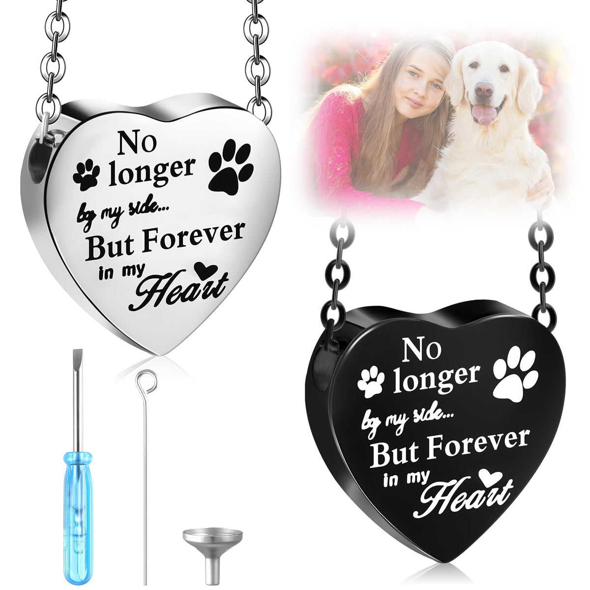 Colgante Yinkin urna para mascotas con patitas en corazón, recuerdo duradero.