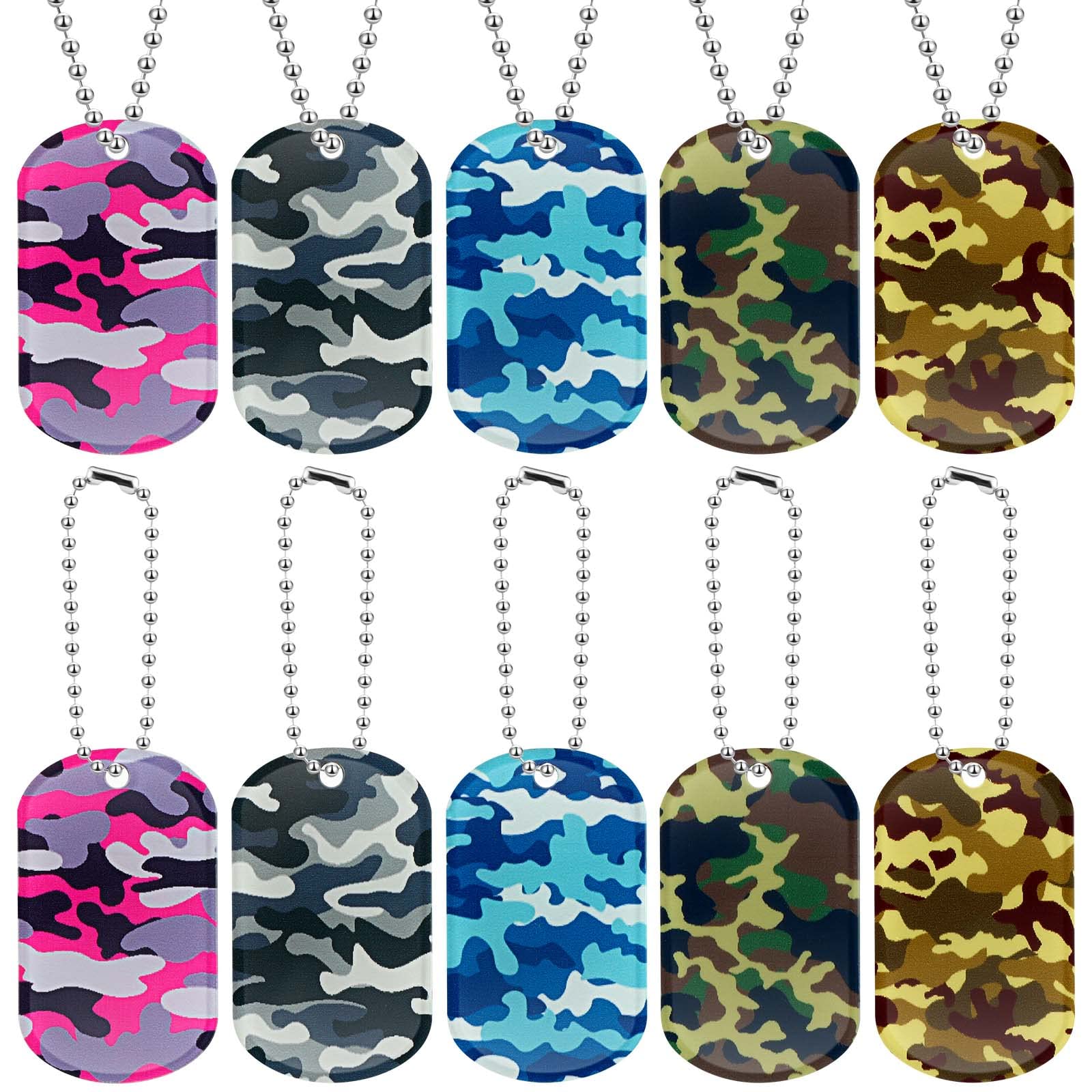 Placas de identificación militares Yinkin con camuflaje, ideales para fiestas temáticas y estilos casuales.