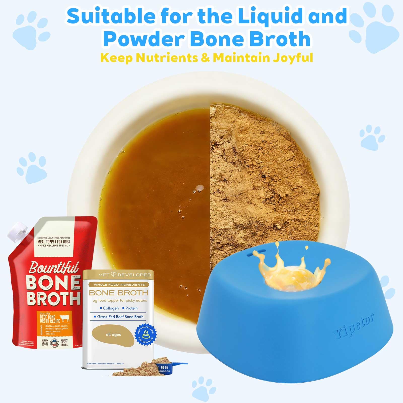 Bol Yipetor para caldo y yogur, cómodo para líquidos y suplementos.