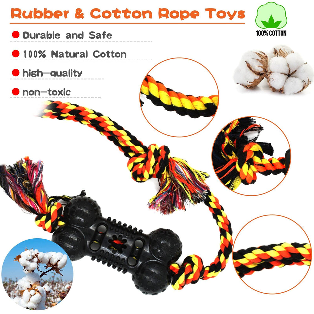 Juguete de goma de Yipetor para perros con cuerda para juego interactivo