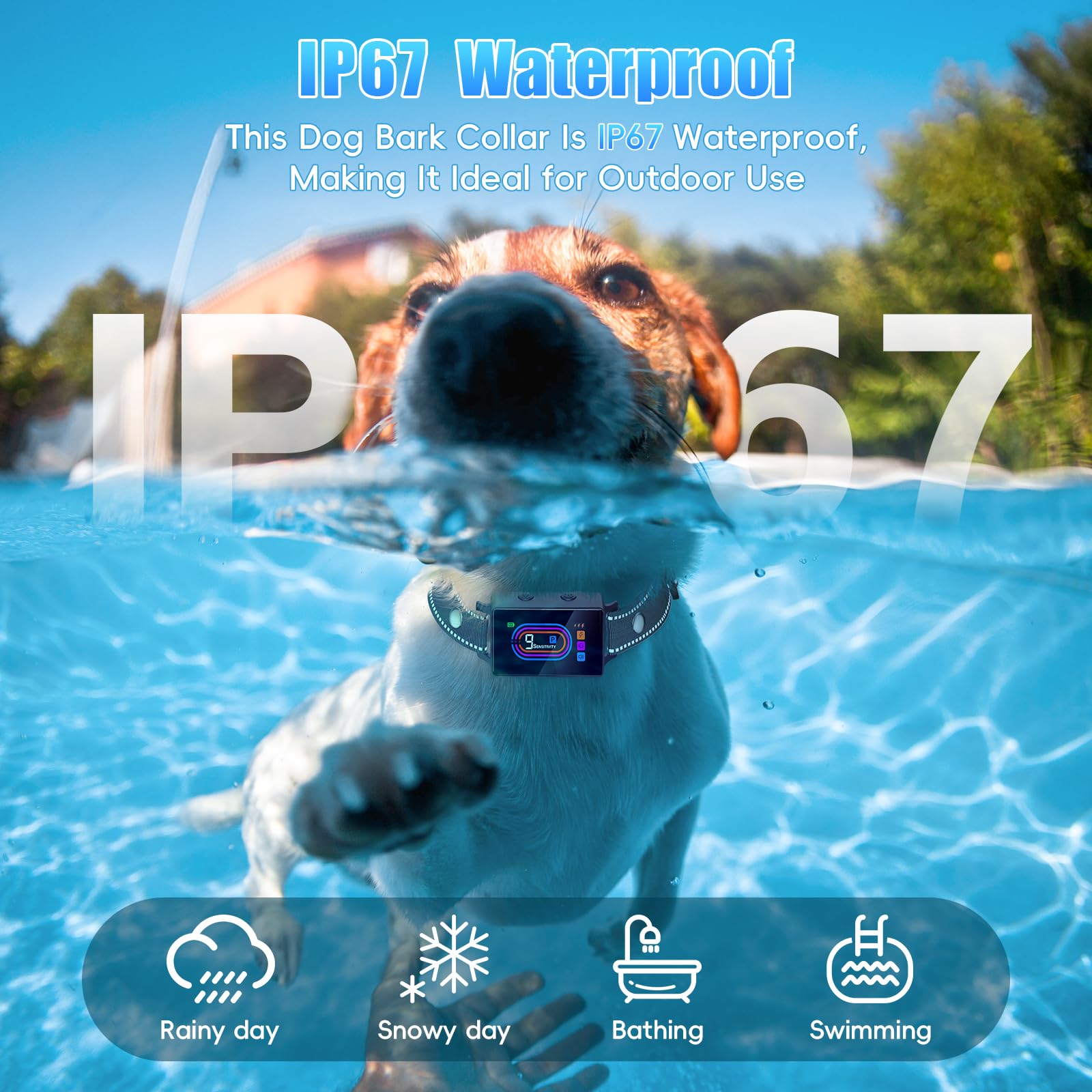 Yipilu IP67 waterproof design for rain or swimming sessions.