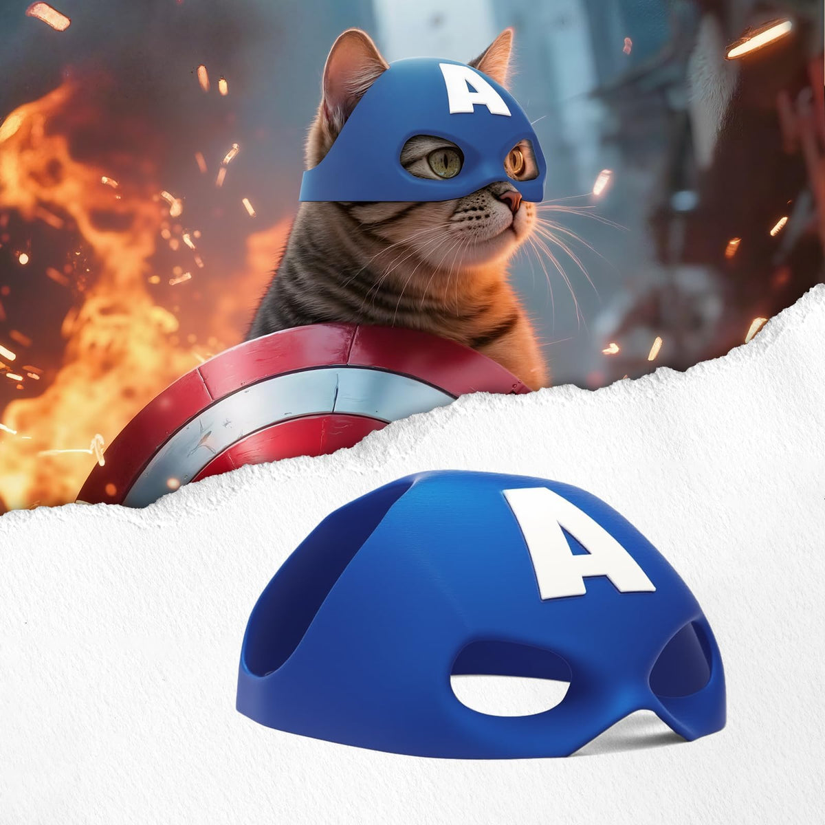 Yipintang máscara gato caballero azul para disfraces divertidos.