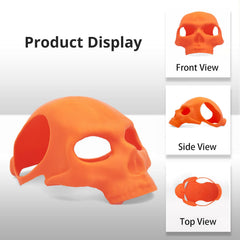 Vista lateral de la máscara murciélago naranja, ideal para fiestas