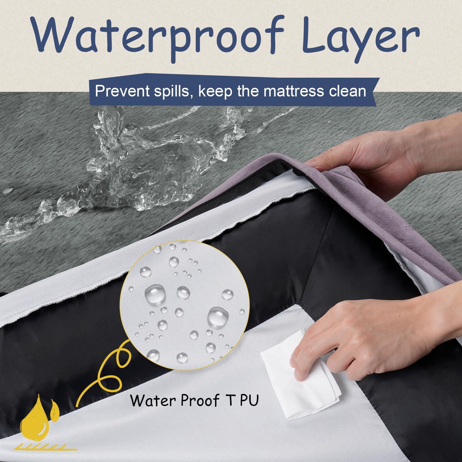 Funda impermeable de Yiruka previene líquidos y facilita limpieza.