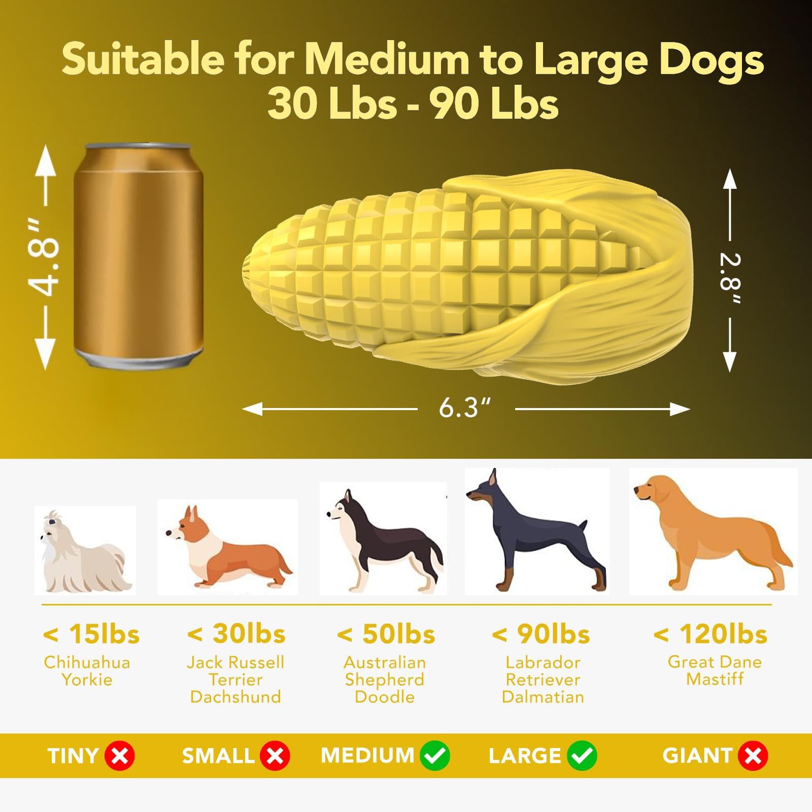 Dimensiones de 17x8 cm de Yivgeoi para razas medianas y grandes.