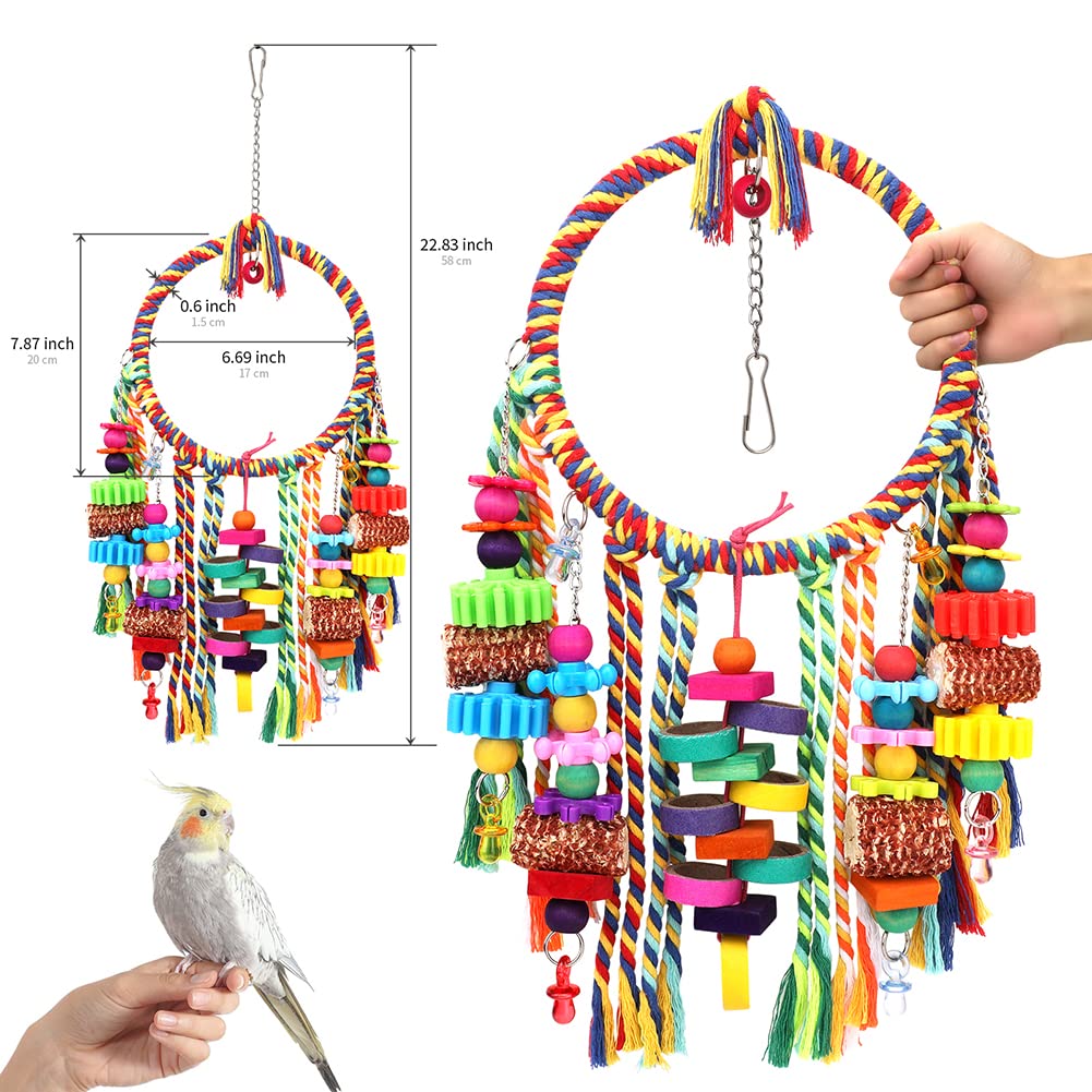 Accesorios multicolor YIXUND, cuerdas y piezas para masticar, promueven coordinación.