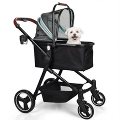 Coche plegable YIYUNBEBE para mascotas, ideal para paseos con perro o gato.