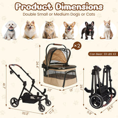 YIYUNBEBE coche plegable para mascotas, diseño compacto para viajes.