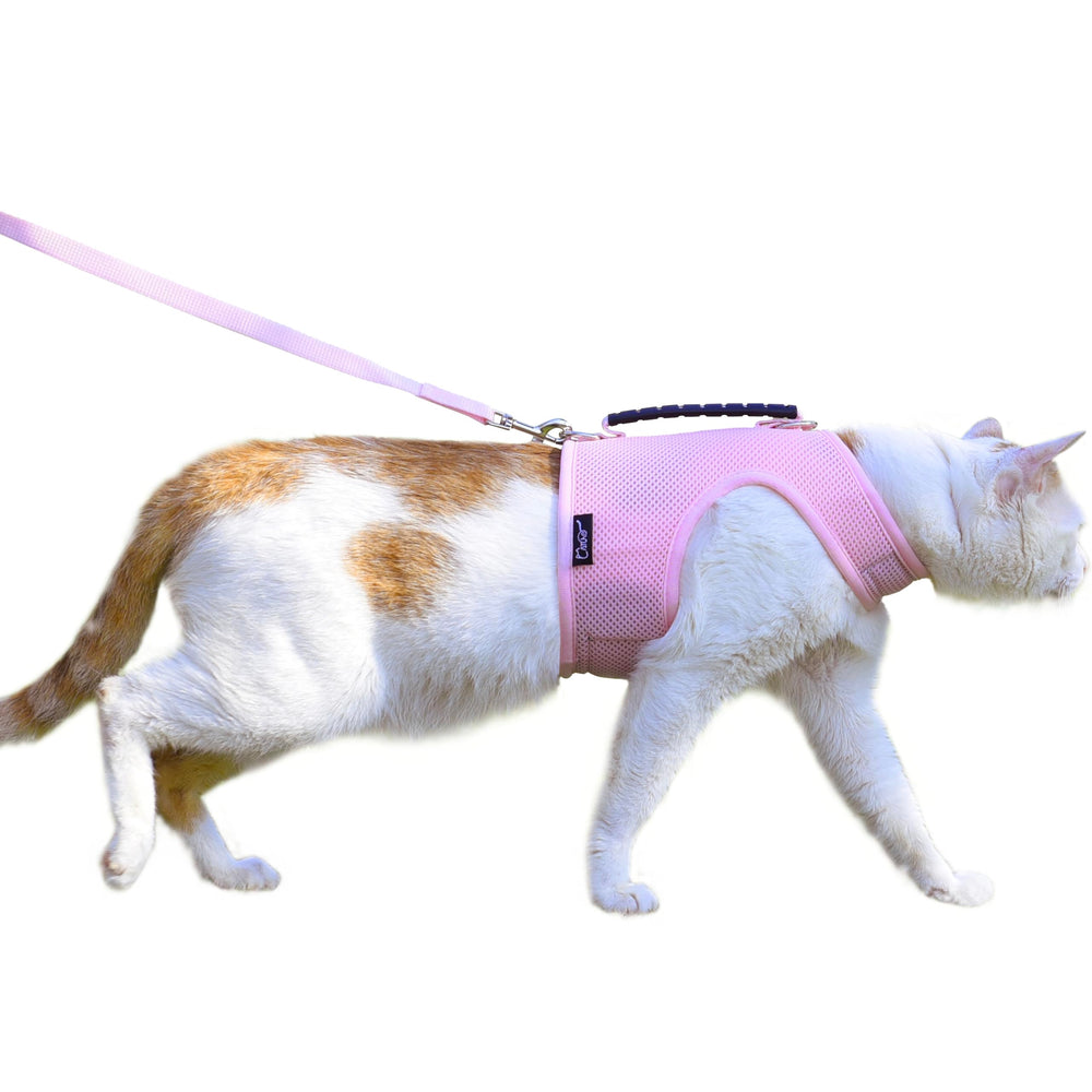 Arnés para gato YIZHI MIAOW rosa extra grande, cómodo para paseos al aire libre.