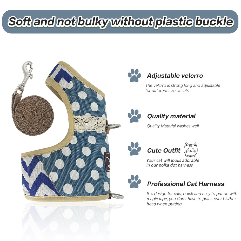 Arnés Yizhi Miaow con ajuste ergonómico para adaptarse al cuerpo del gato.
