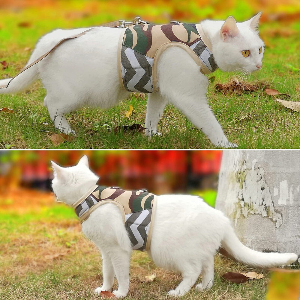 Arnés camuflaje verde Yizhi Miaow, estilo y seguridad.