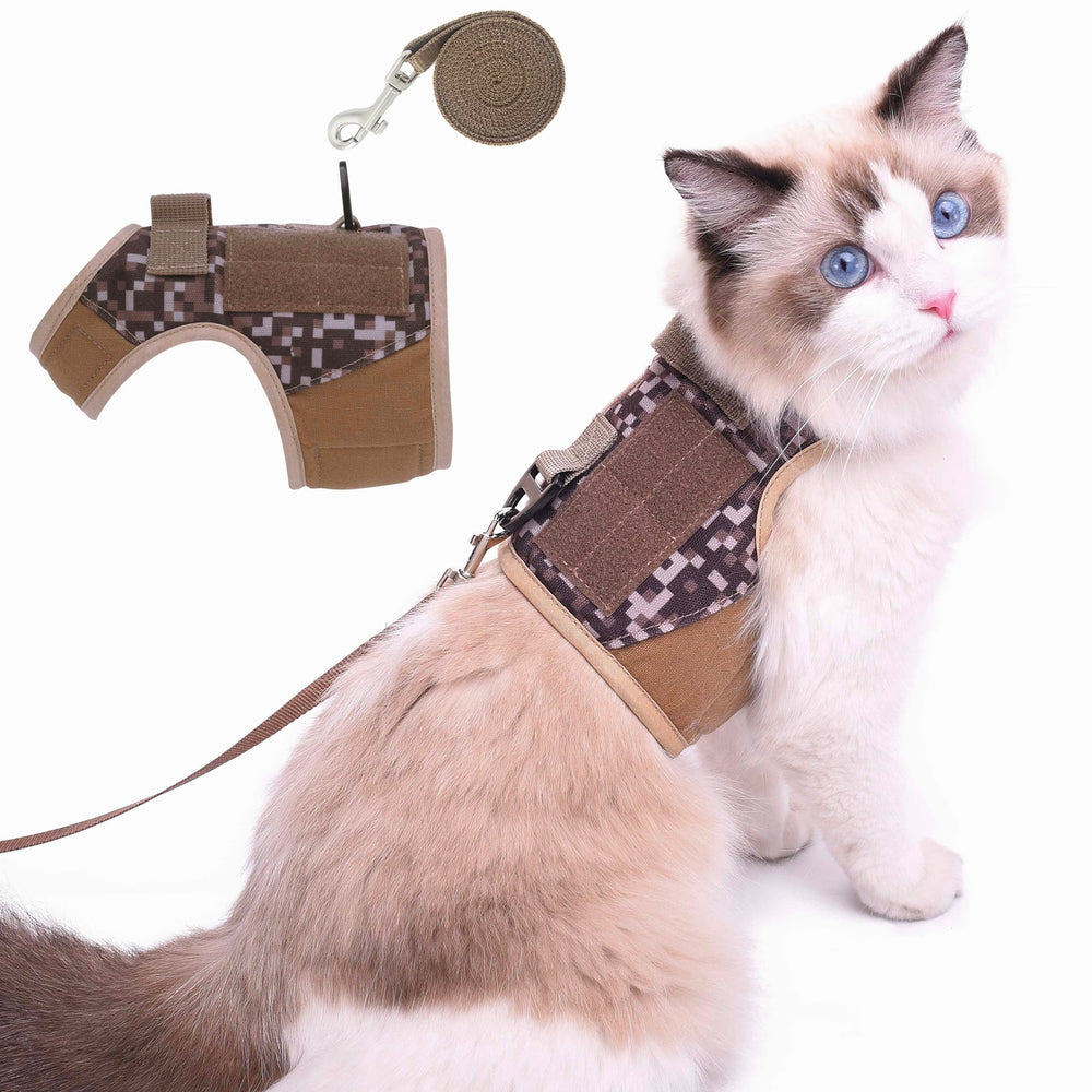 Arnés YIZHI MIAOW para gato en desierto camo, cómodo y seguro para paseos