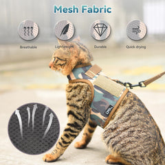 Arnés Yizhi Miaow con malla transpirable para clima cálido.