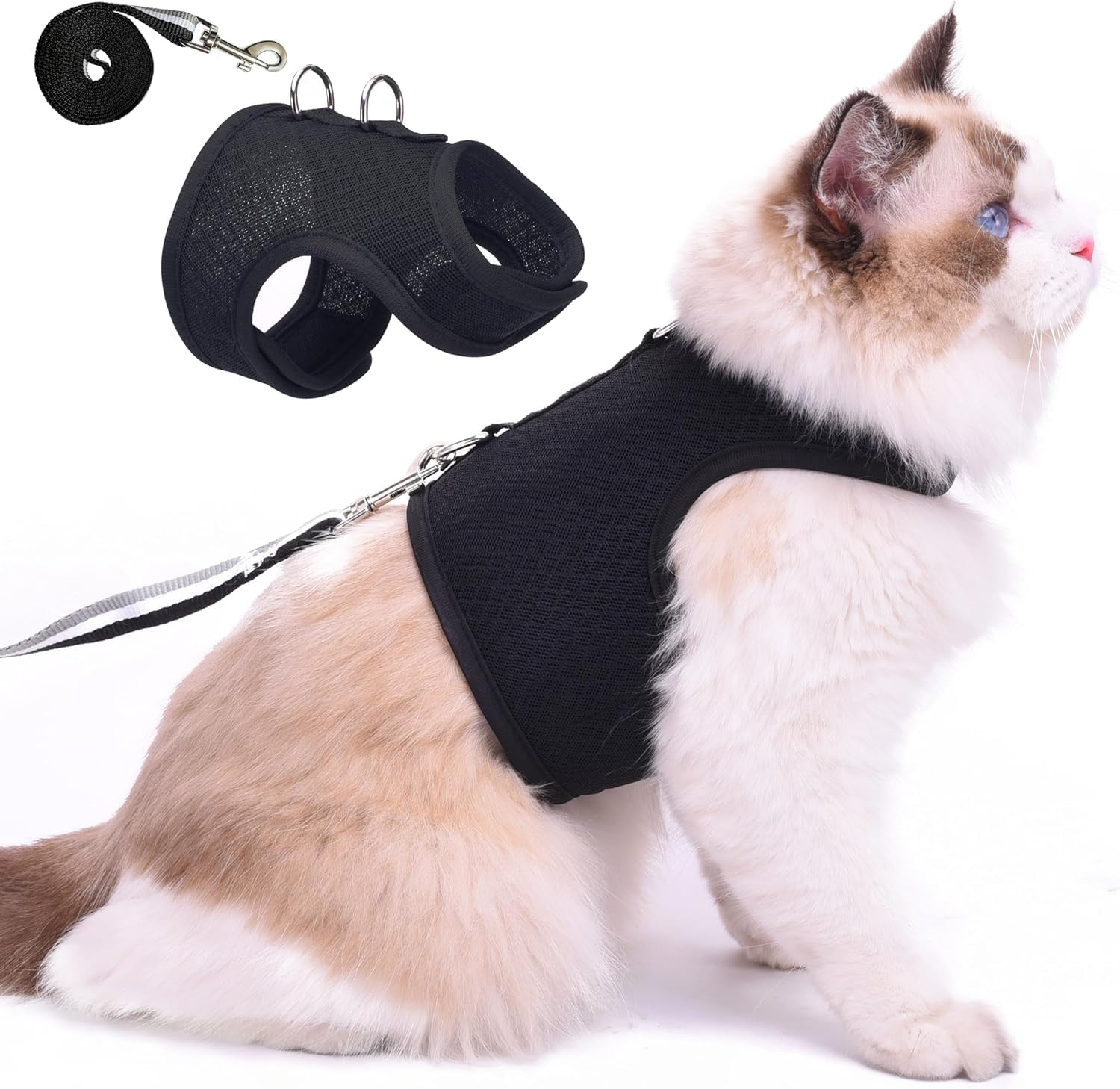 Arnés YIZHI MIAOW con malla transpirable para paseos cómodos.