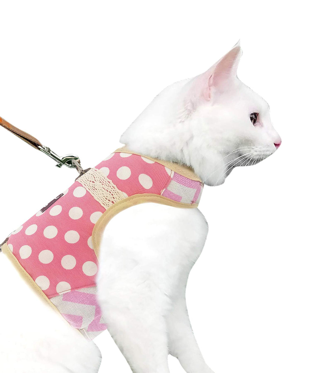 Arnés YIZHI MIAOW rosa con lunares, a prueba de escapes para paseos