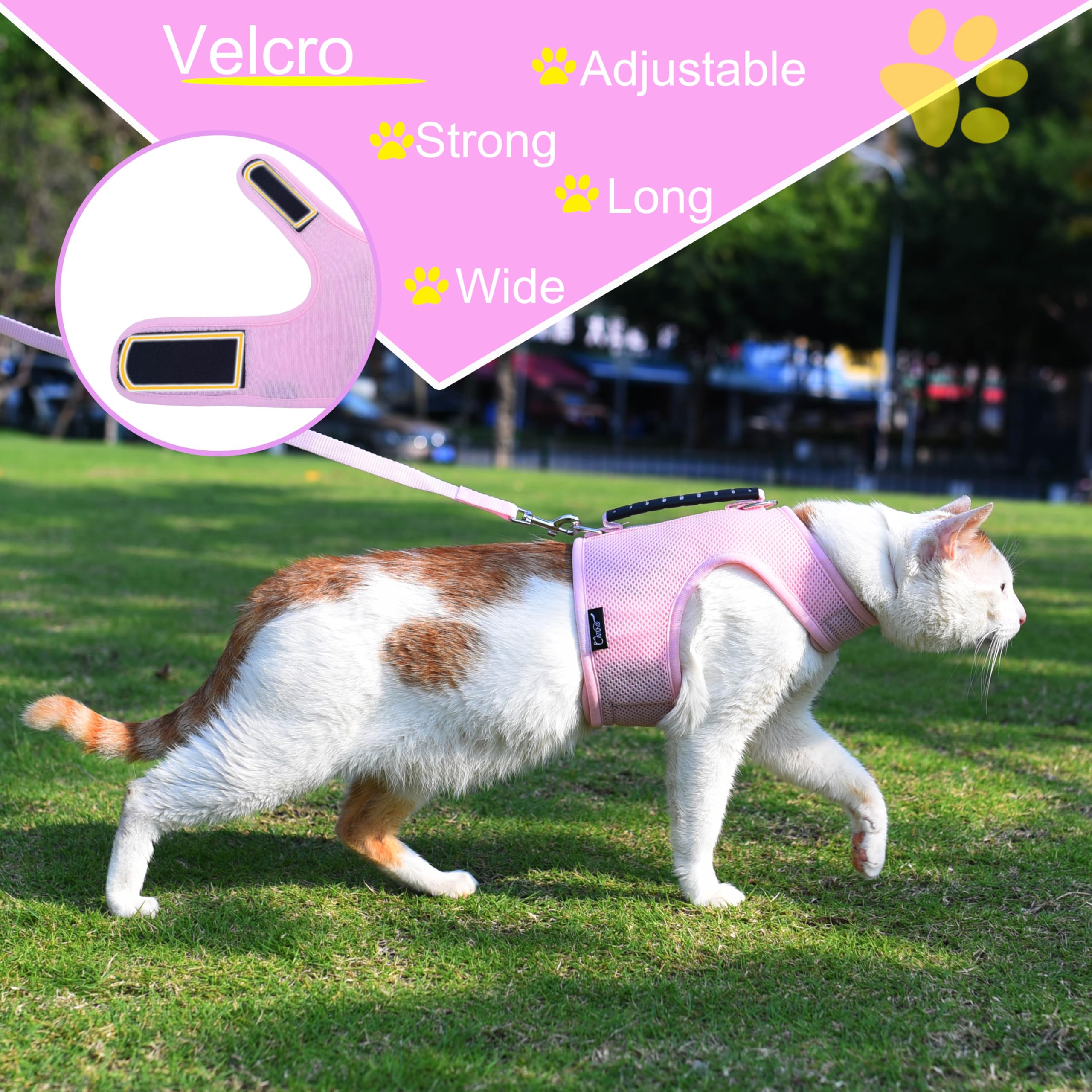 Kit de paseo YIZHI MIAOW gato rosa con arnés.