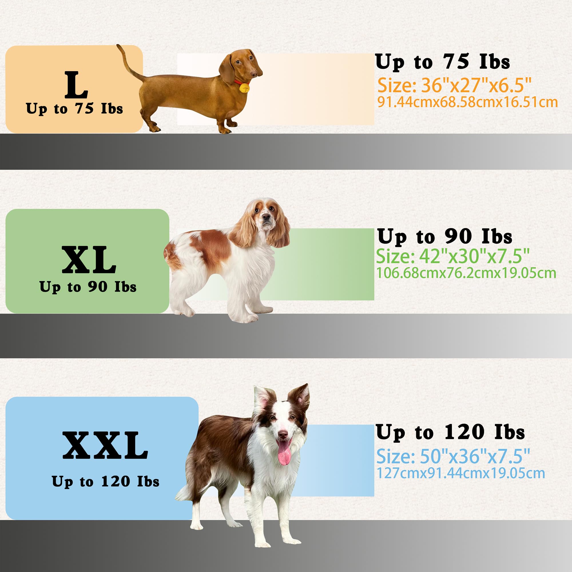Dimensiones 36x27x6.5 pulgadas para perros grandes