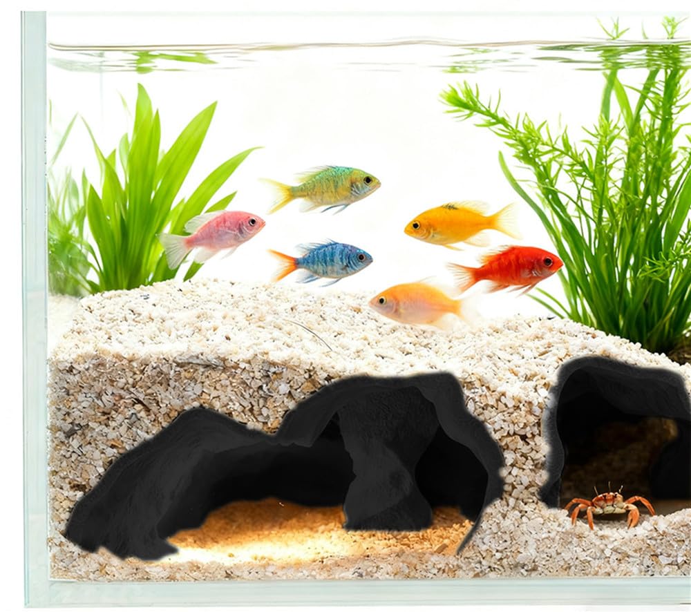 YJNBEST cueva acuario tunel 3D imprime brinda refugio seguro para peces.