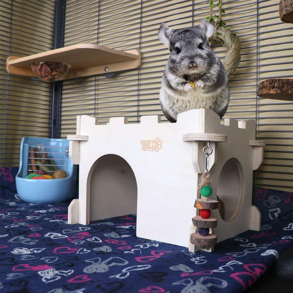 Casa Castillo de YKD para chinchilla, puertas múltiples para explorar.