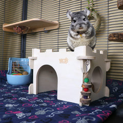 Casa Castillo de YKD para chinchilla, puertas múltiples para explorar.
