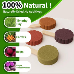 Juguete YKD palito heno Timothy promueve masticación natural y salud dental.