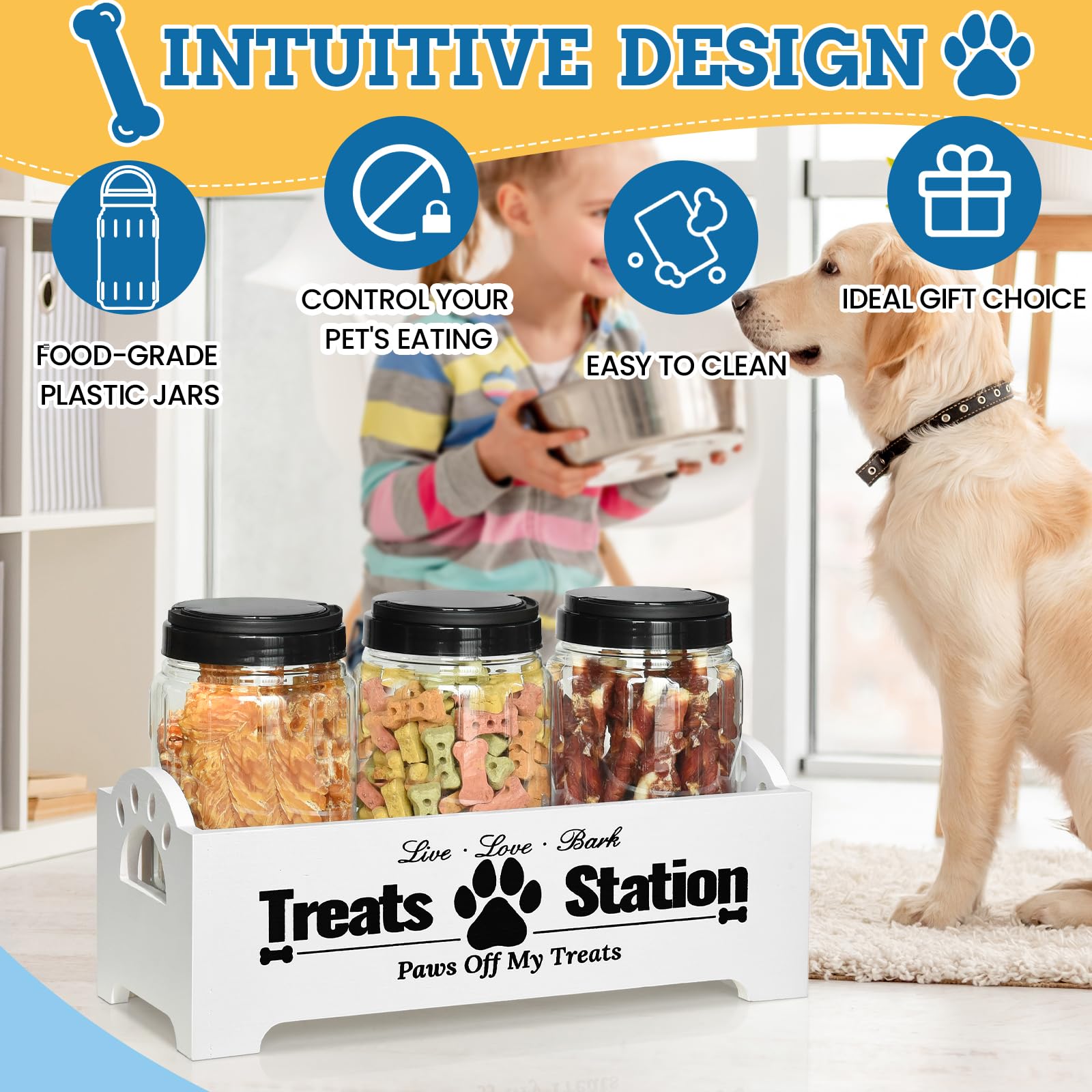 Tarros plásticos transparentes de Y&ME YM para alimentos de mascotas, permiten ver el contenido fácilmente.