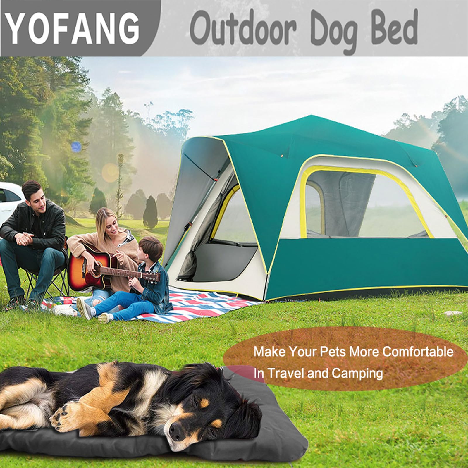 Cama YOFANG con base antideslizante y ripstop, estabilidad al colocar.