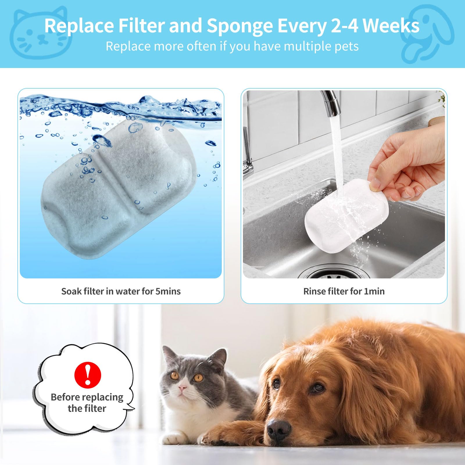 Cambio de filtros cada 2-4 semanas para rendimiento.