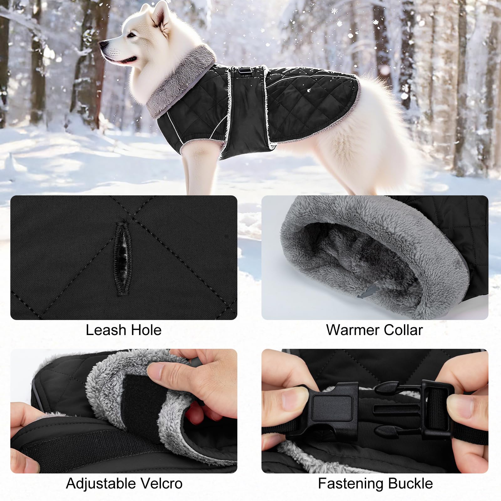 Yoochee abrigo para perro: cuello alto con pelo sintético para más calor