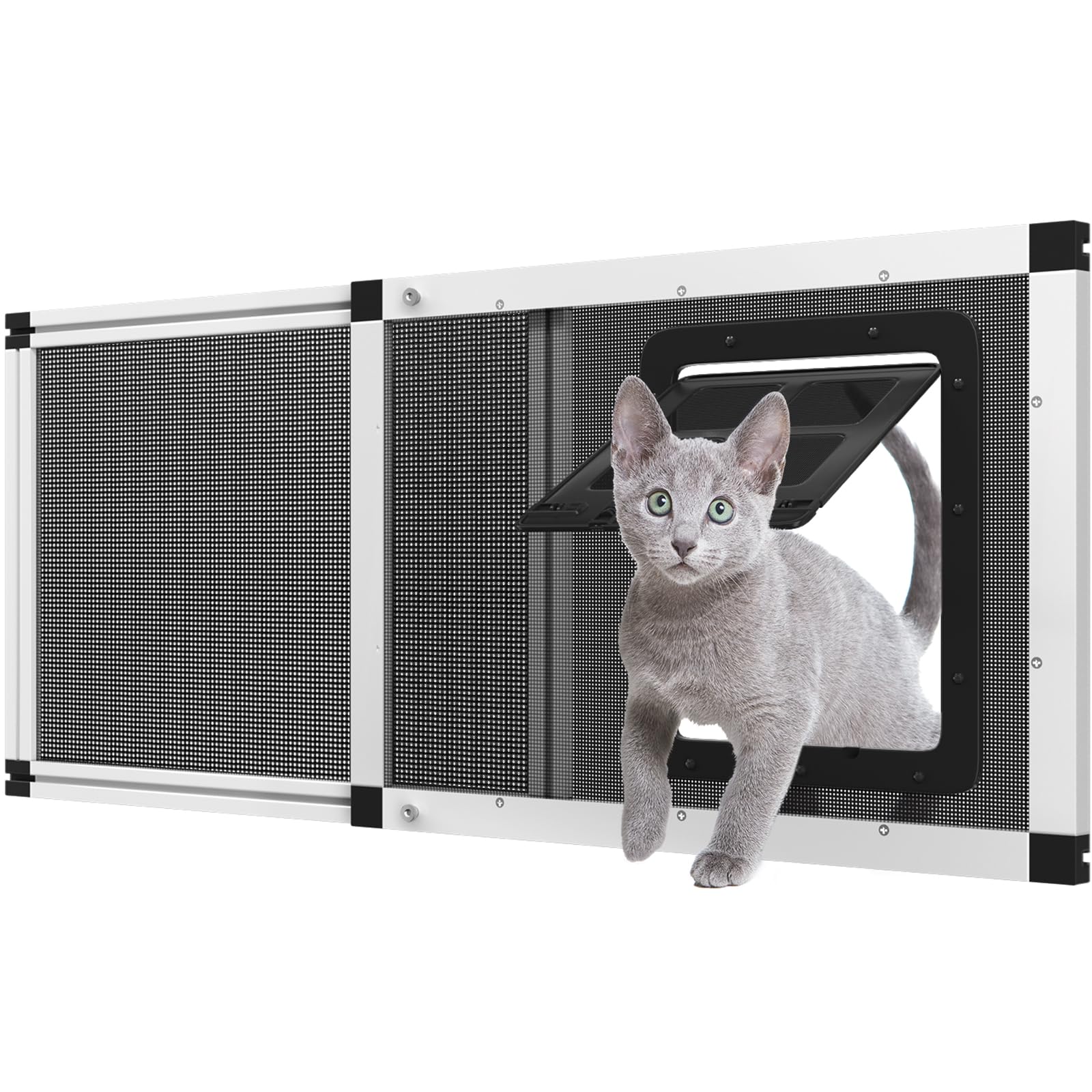 Yoochee puerta ventilada para mascotas en ventana con malla de acero, ventilación segura