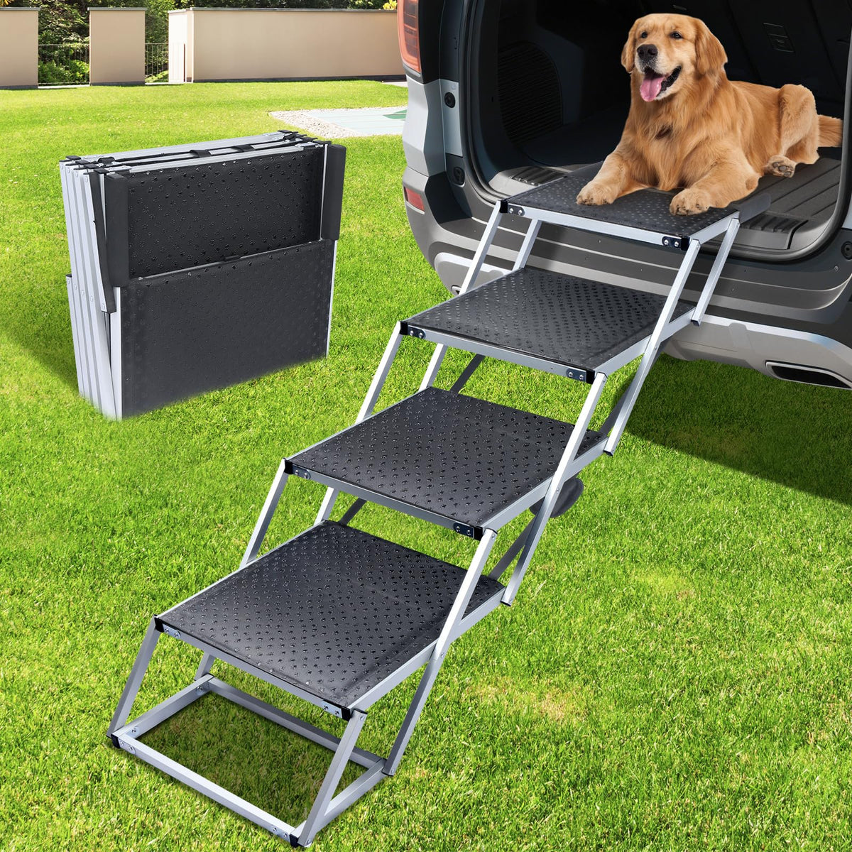 YOOKESEN escalones-perro-grande-anchos: escalones amplios para mayor seguridad al subir.