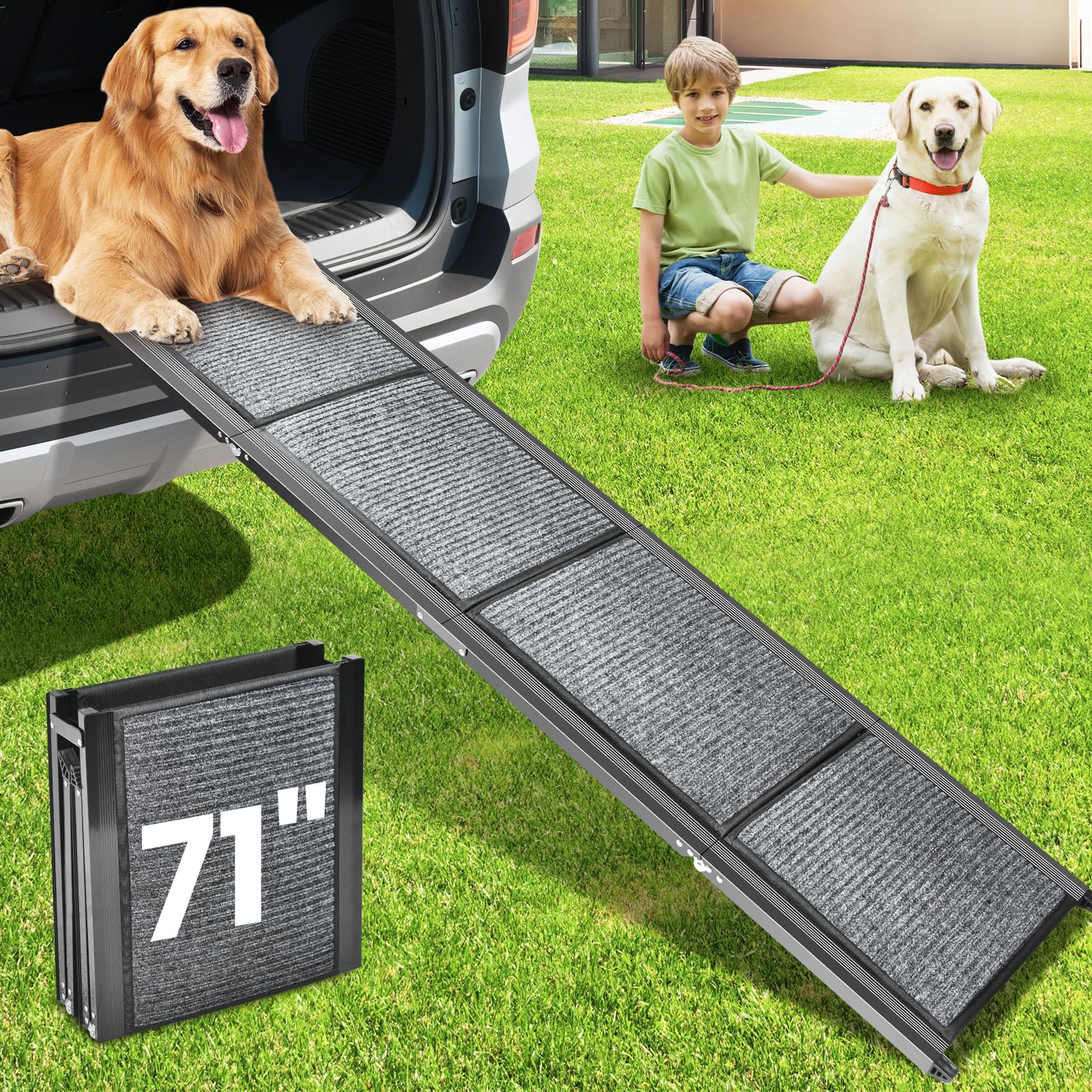 Rampa para perros YOOKESEN de 71 pulgadas facilita subir al coche.