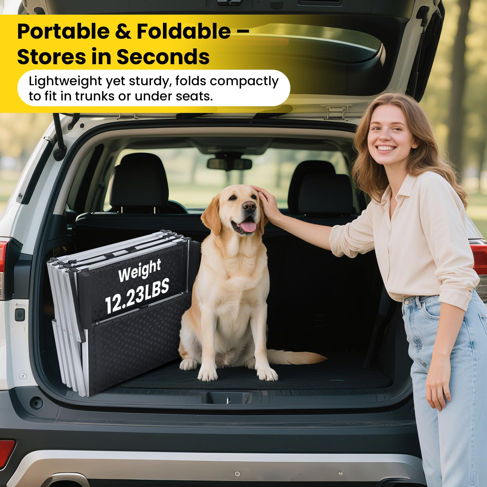YOOKESEN rampa-plegable-portabilidad: plegada cabe en el coche para viajar.