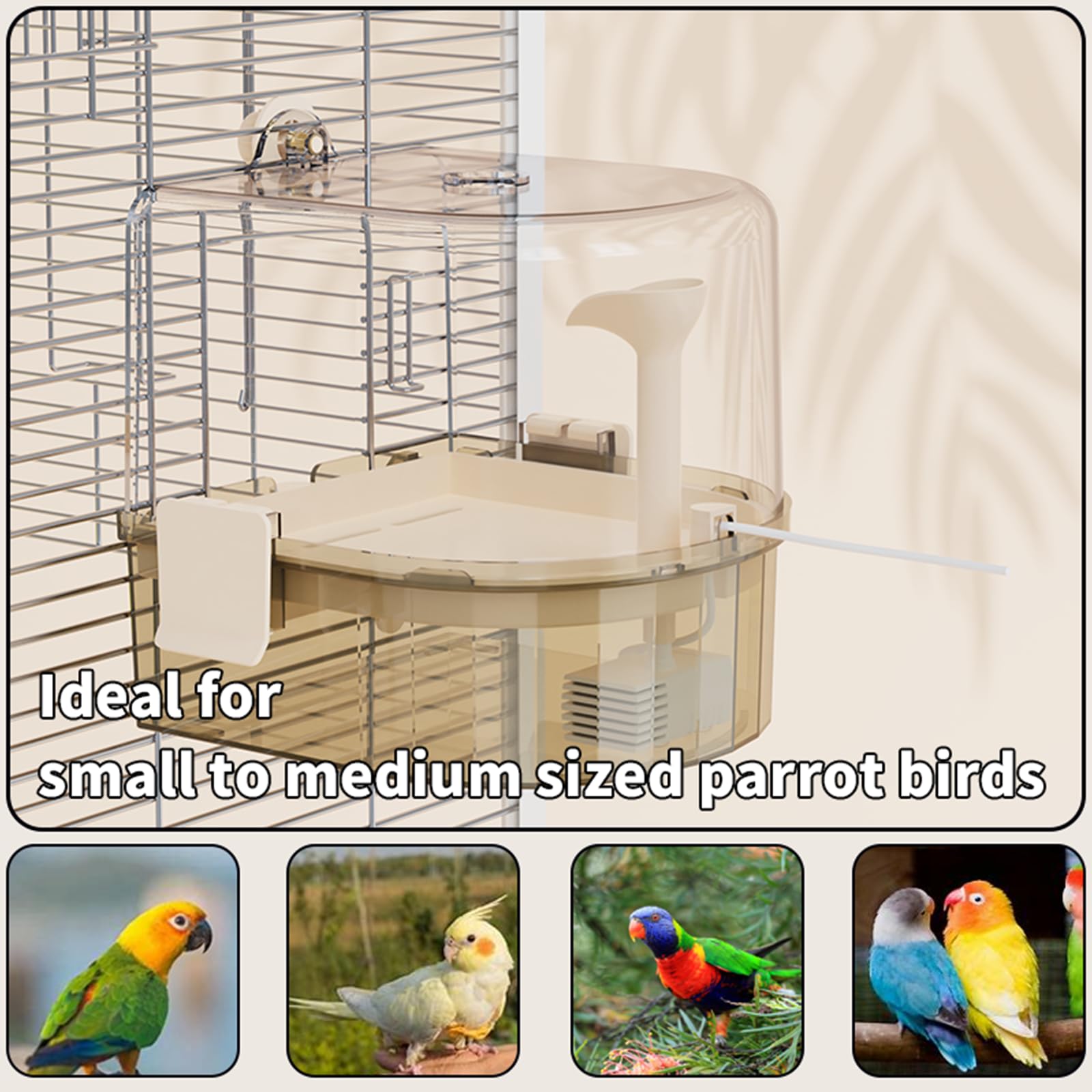 YOOSO WING Bañera automática para jaula de aves – Baño para periquitos con bomba silenciosa, 2 modos y filtración de 4 capas