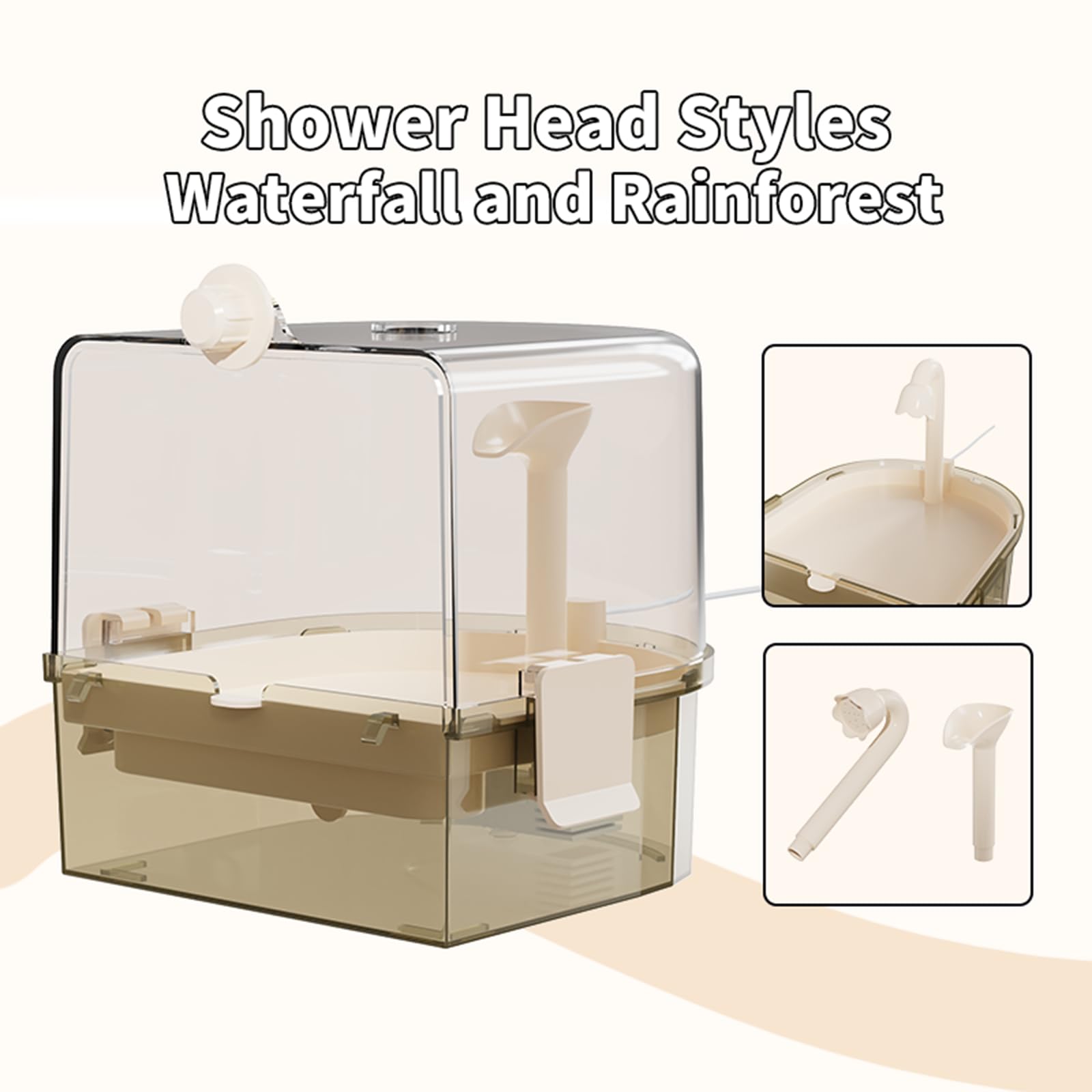 YOOSO WING Bañera automática para jaula de aves – Baño para periquitos con bomba silenciosa, 2 modos y filtración de 4 capas