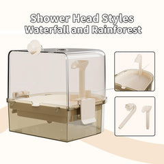 YOOSO WING Bañera automática para jaula de aves – Baño para periquitos con bomba silenciosa, 2 modos y filtración de 4 capas