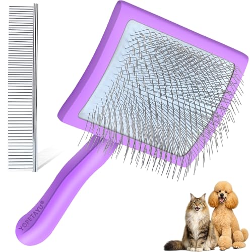 Cepillo slicker de YOPETAYU con puntas de 1 pulgada y mango de madera para grooming cómodo