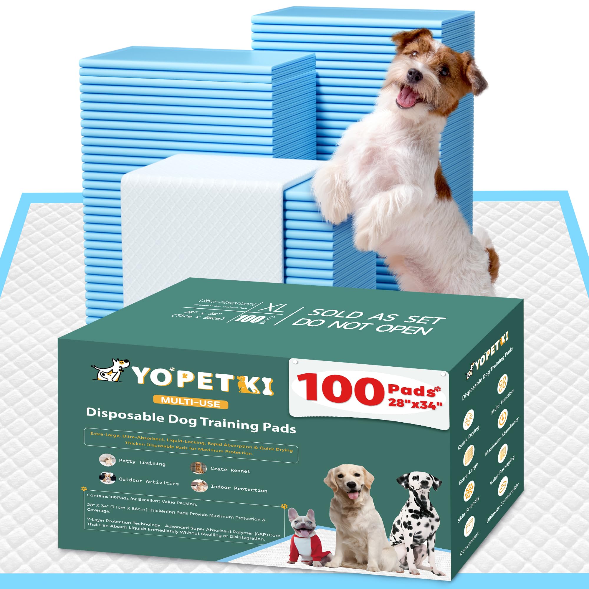 YOPETKI tapete entrenamiento perro grande 28x34, protege suelos y facilita entrenamiento